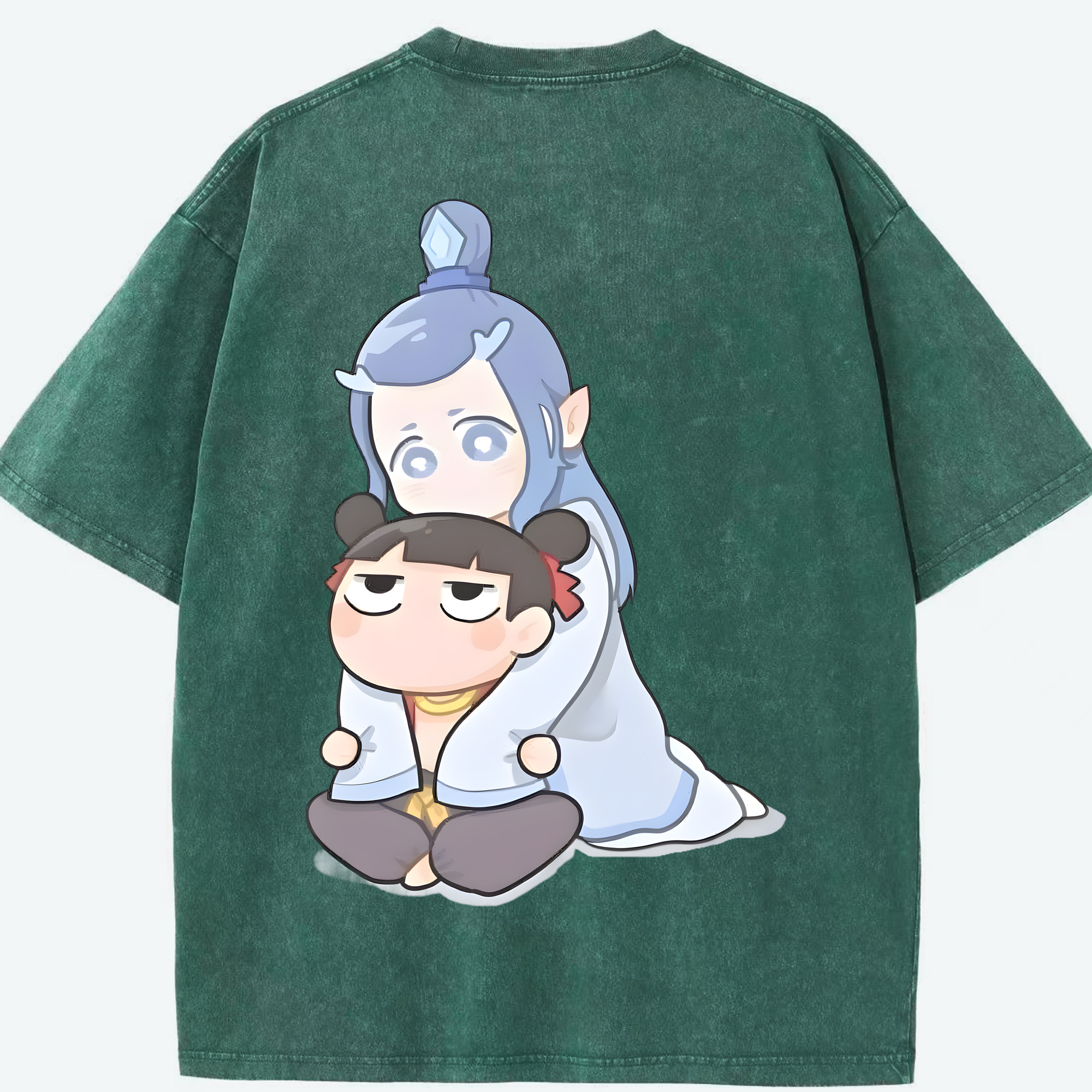 （画像用） Ne Zha 2 ナタ 魔童の大暴れ 綿100% ヴィンテージ風 半袖Tシャツ（背面プリント）